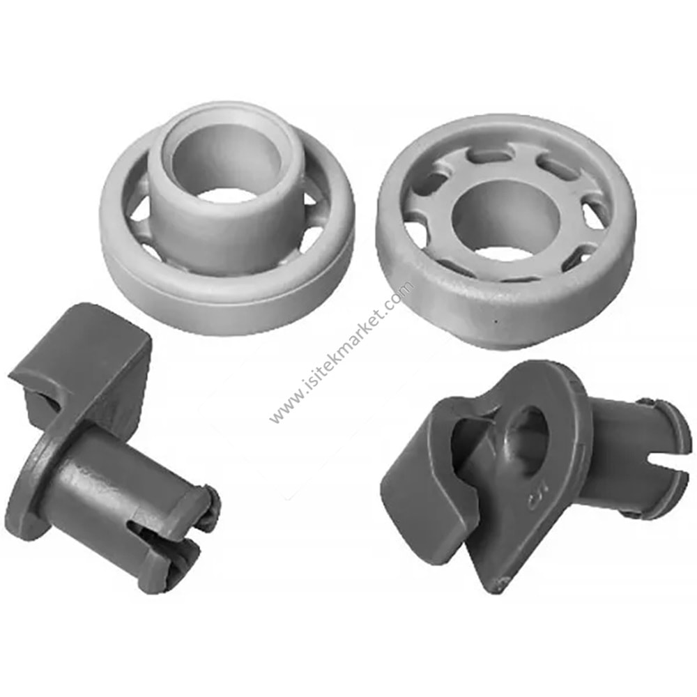 ÜST SEPET BOSCH 00424717 İÇİN TUTUCU VE TEKERLEK SETİ (2 TAŞET, GRİ)