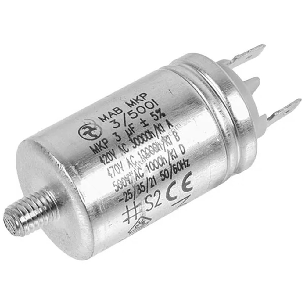 BULAŞIK MAKİNESİ ÇALIŞTIRMA KONDANSATORU AEG 1115927012 3UF 420V 48X30MM (2 TERMİNAL)