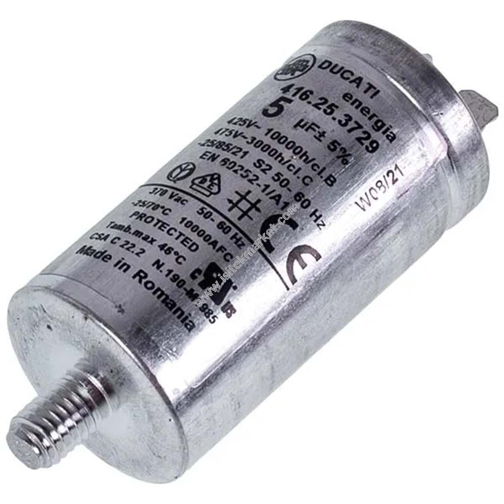 ELECTROLUX 1125427003 DUCATI ÇAMAŞIR KURUTMA MAKİNESİ KONDANSATÖR 5UF 425/475V 59X30MM