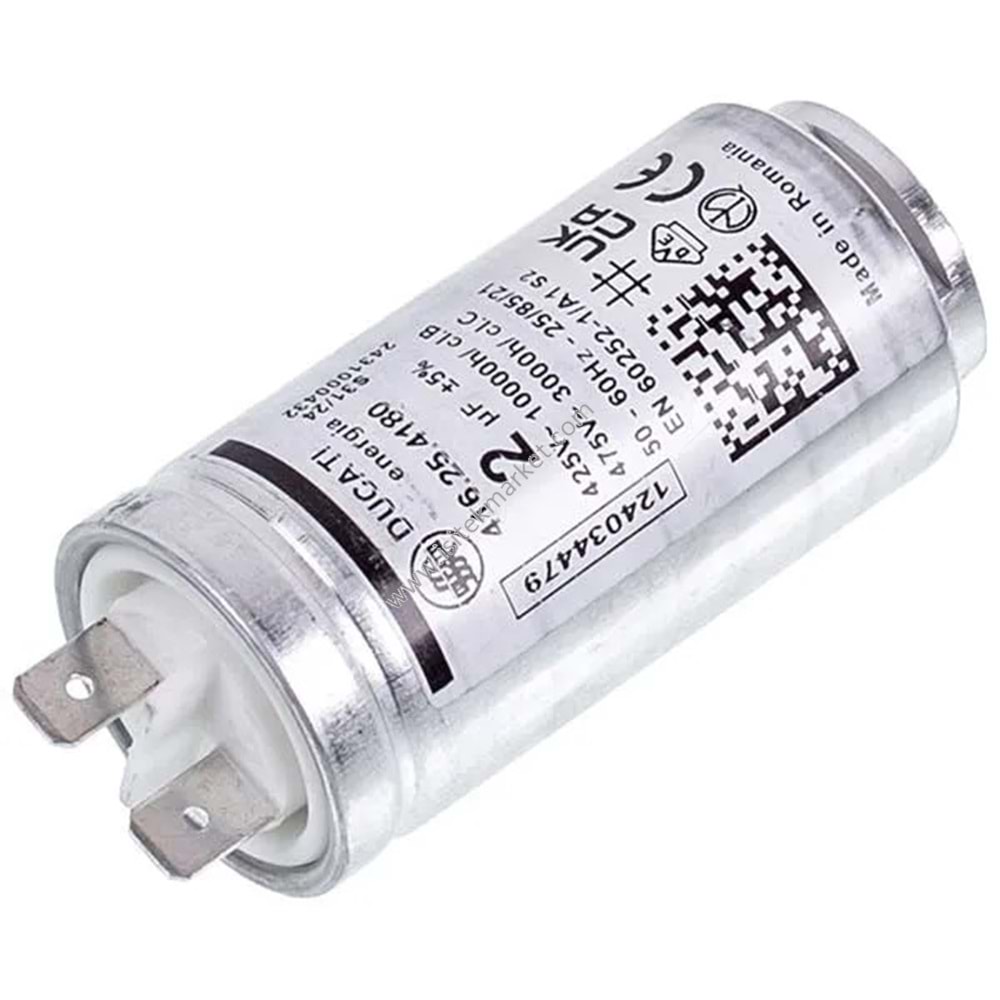 ELECTROLUX 1250020813 DUCATI 2UF 425V 58X30MM (2 UÇLU) KURUTUCU YOL VERME KONDANSATÖRÜ