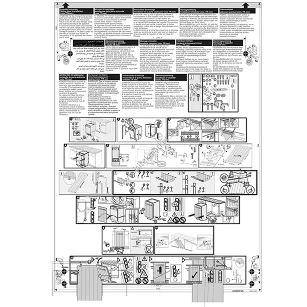 ELECTROLUX İÇİN YERLEŞİK BULAŞIK MAKİNESİ KAPI CEPHESİ KURULUM ŞABLONU 140040339255