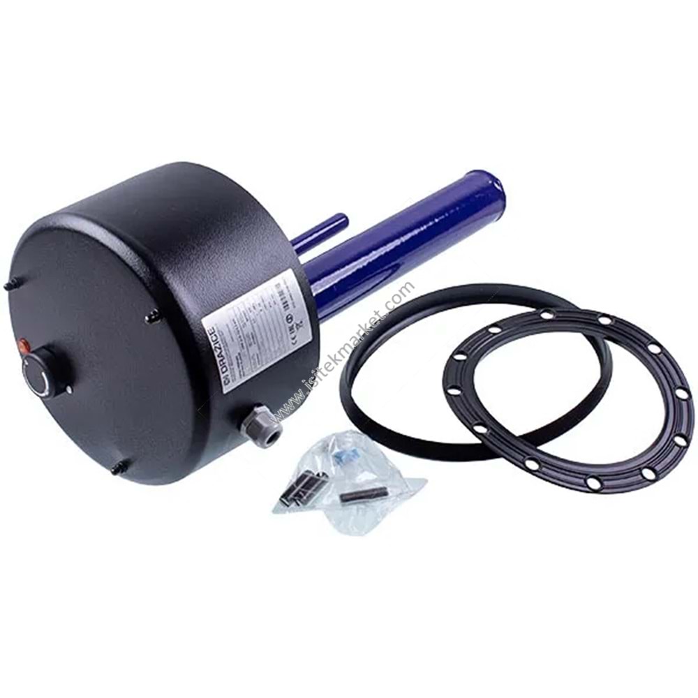 SU ISITICI ISITICI ELEMANI TERMOSTATLI DRAZICE 2110053 TPK 210-12 2200W L=440MM FLANŞ 235MM 1 SENSÖR TÜPÜ