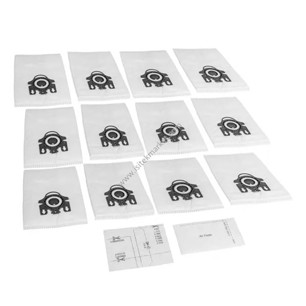 TOZ TORBASI SETI HYCLEAN 3D GN (12 KIŞI) + SÜPÜRGE İÇIN ELEKTRİKALAR (4 PARÇA) UYUMLU MİELE 41996572D