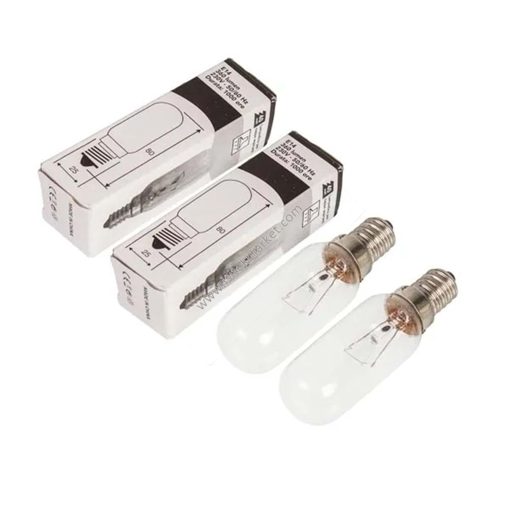 DAVLUMBAZ LAMBASI 230V 40W E14. 2'Lİ PAKET WHIRLPOOL 484000000985 UYUMLU