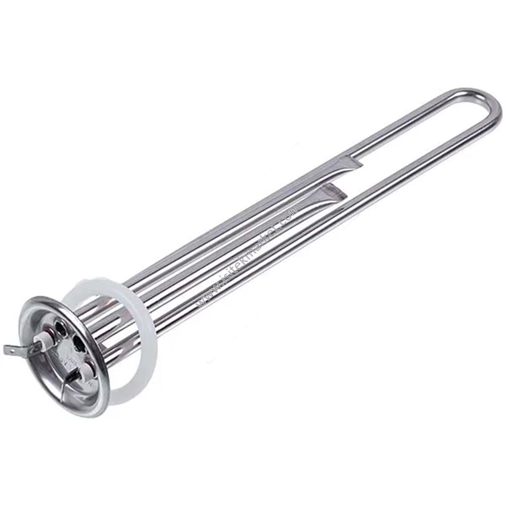 KAZAN ISITICI ELEMANI ANOTLU EAZIL 1300W L=310MM (PASLANMAZ ÇELİK), FLANŞ 64MM, ANOT M6, 2 SENSÖR TÜPÜ