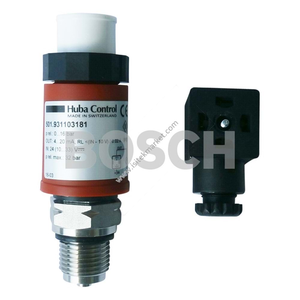 DÜŞÜK BASINÇ TRANSDÜSERİ HUBA 0-16 BAR / 4-20 mA/24 (10-33) VDC /MAX 32 BAR 501.931103181
