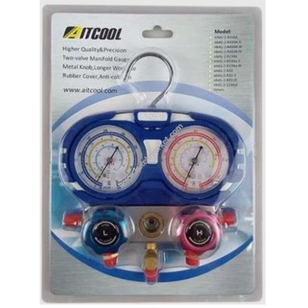 KLİMA EL ALETLERİ BAKIM SETİ MANIFOLD TAKIMI HORTUMSUZ AITCOOL HMG-2- R32