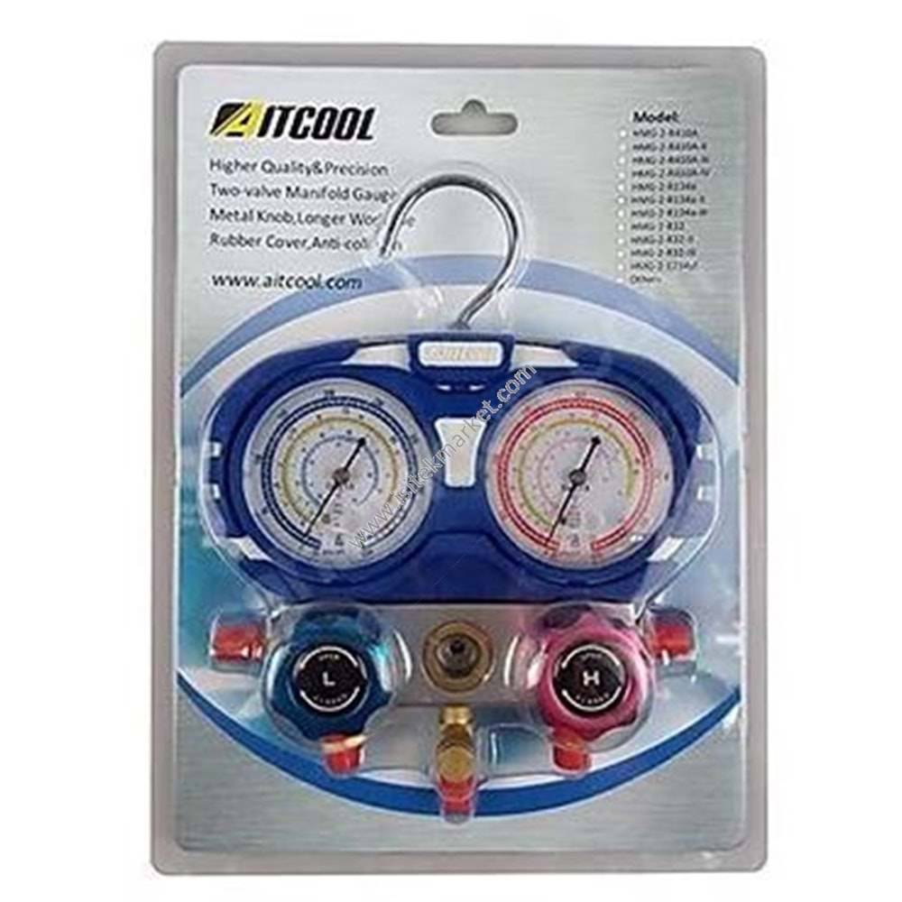 KLİMA EL ALETLERİ BAKIM SETİ MANIFOLD TAKIMI HORTUMSUZ AITCOOL HMG-2- R 1234 YF
