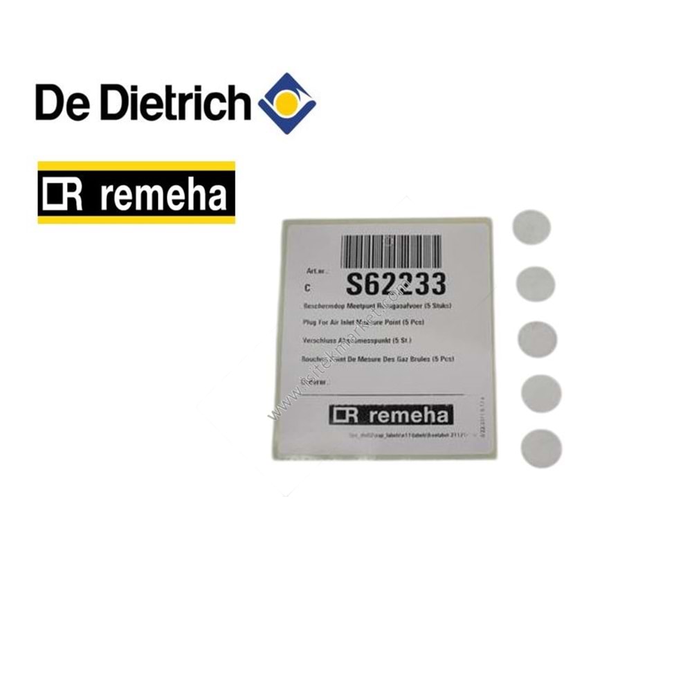 BACA GAZI ÖLÇÜMÜ KAPAK SETİ REMEHA DE DIETRICH S62233