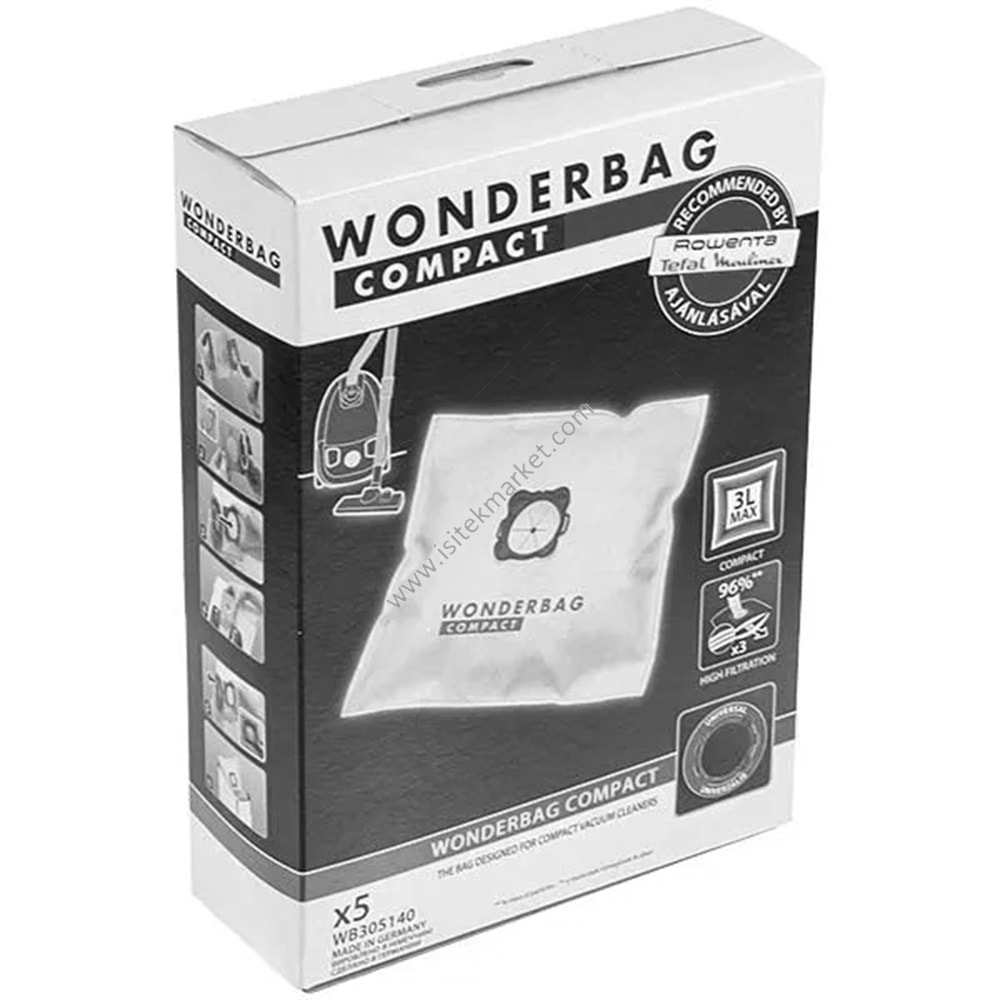 TOZ TORBASI SETI WONDERBAG KOMPAKT VAKUM İÇIN CEANER ROWENTA WB305140
