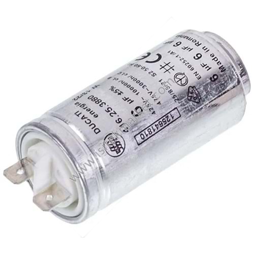 ELECTROLUX 1256418102 DUCATI 6UF 425V 58X30MM (2 UÇLU) KURUTUCU YOL VERME KONDANSATÖRÜ