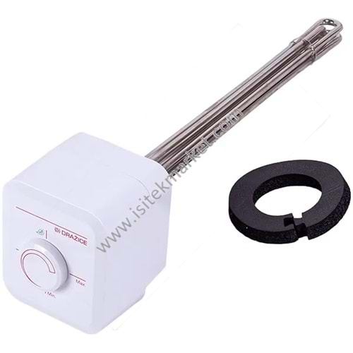 SU ISITICI ISITICI ELEMANI TERMOSTATLI DRAZICE 2110356 TJ 6/4“ 3750W L=450MM FLANŞ 125MM 1 SENSÖR TÜPÜ