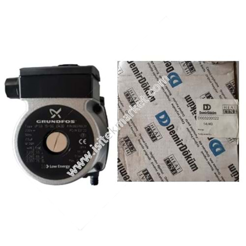 POMPA GRUNDFOS 15-50 - 75W DEMIRDOKUM D003200022 ADEN KALISTO TAYROS NITRON TERMOSTAR