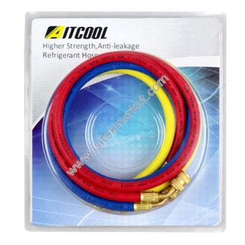KLİMA EL ALETLERİ MANİFOLD HOTUM SETİ AITCOOL 1/4 120 CM R410 3 ADET